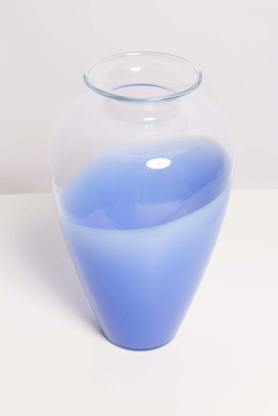 Mid Century Vintage Blue And Transparent Big Vase, Italy, 1960s photo furniture