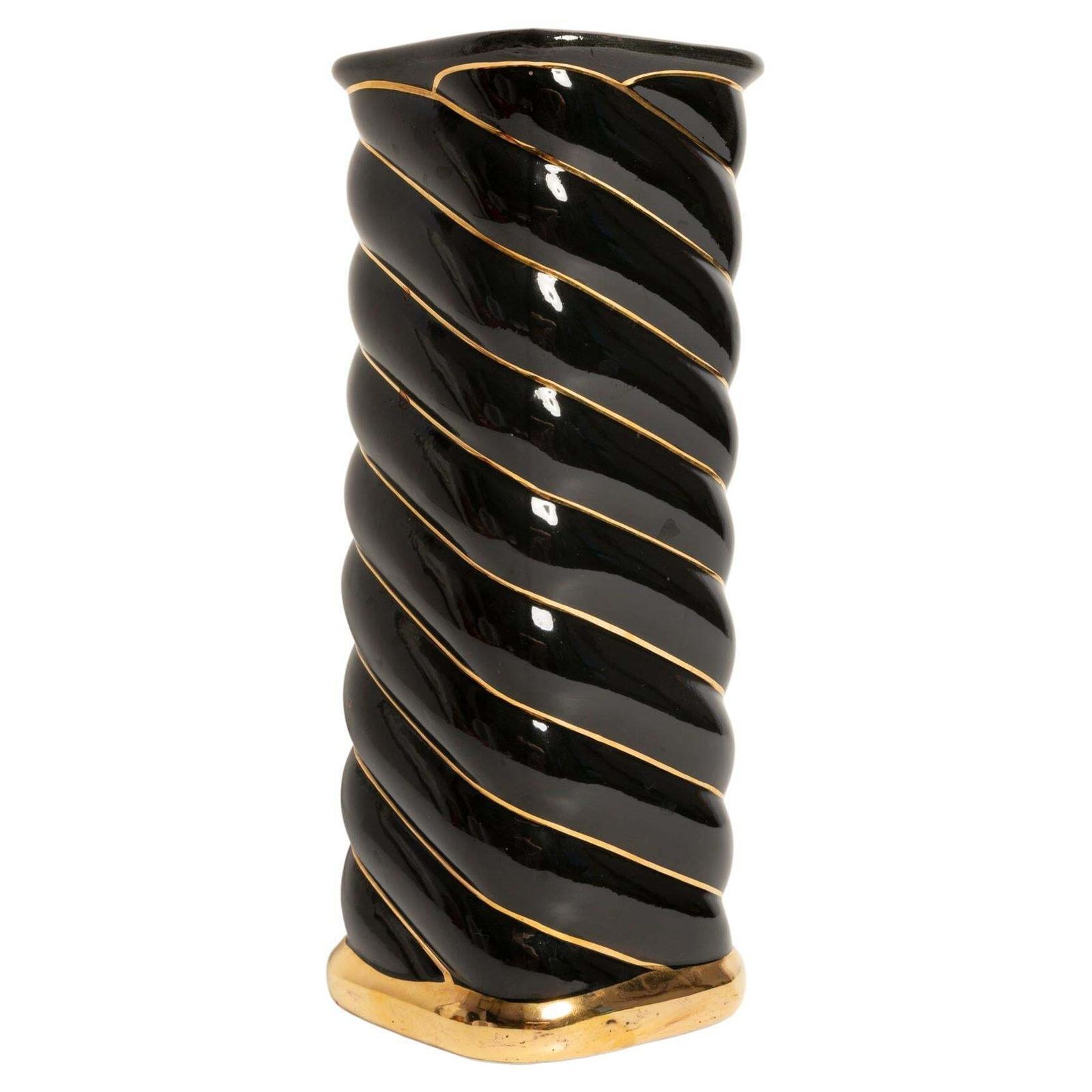 Unique Hand Black And Gold Ceramic Vase, 20th Century, Europe, 2000s