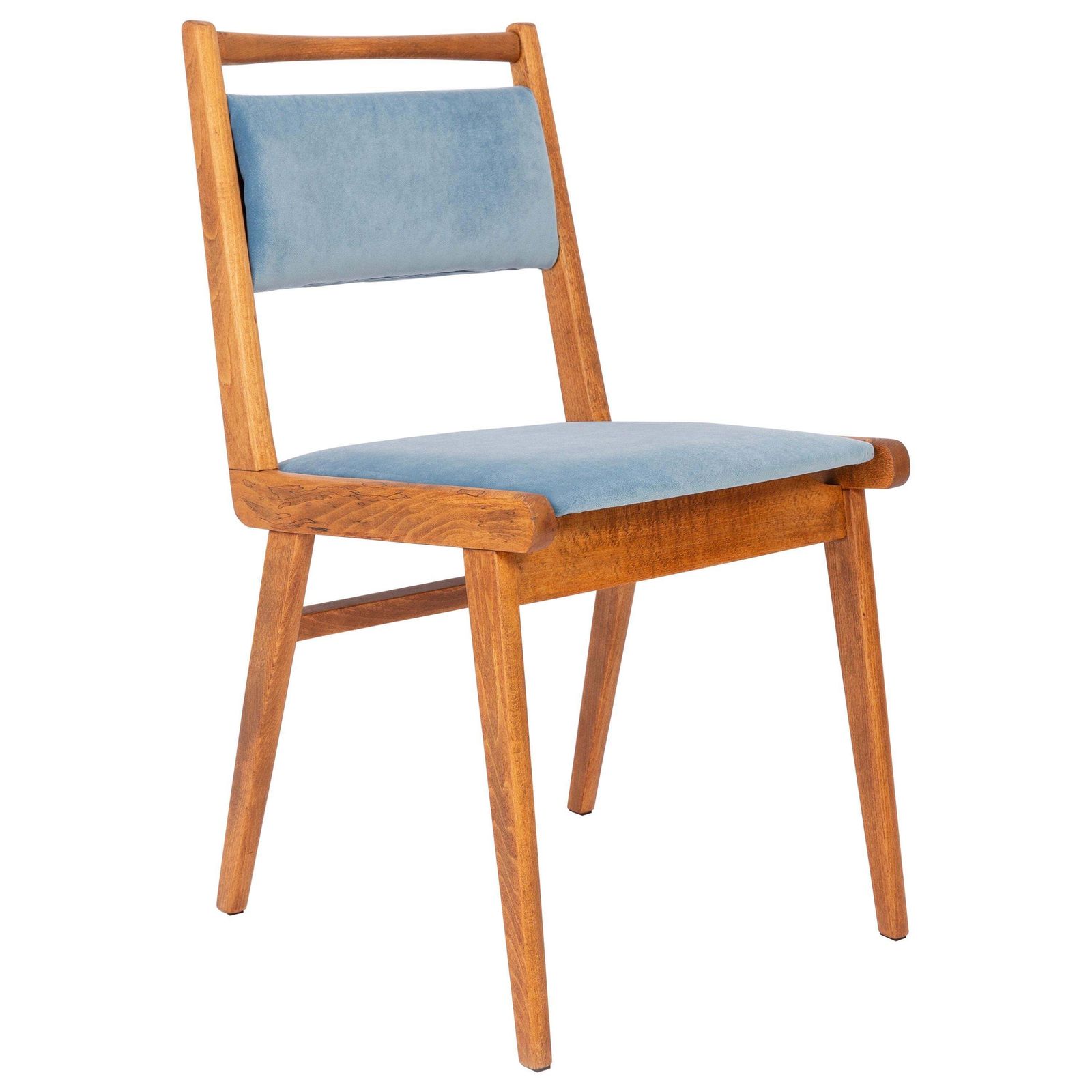 20th Century Baby Blue Velvet Chair, Poland, 1960s