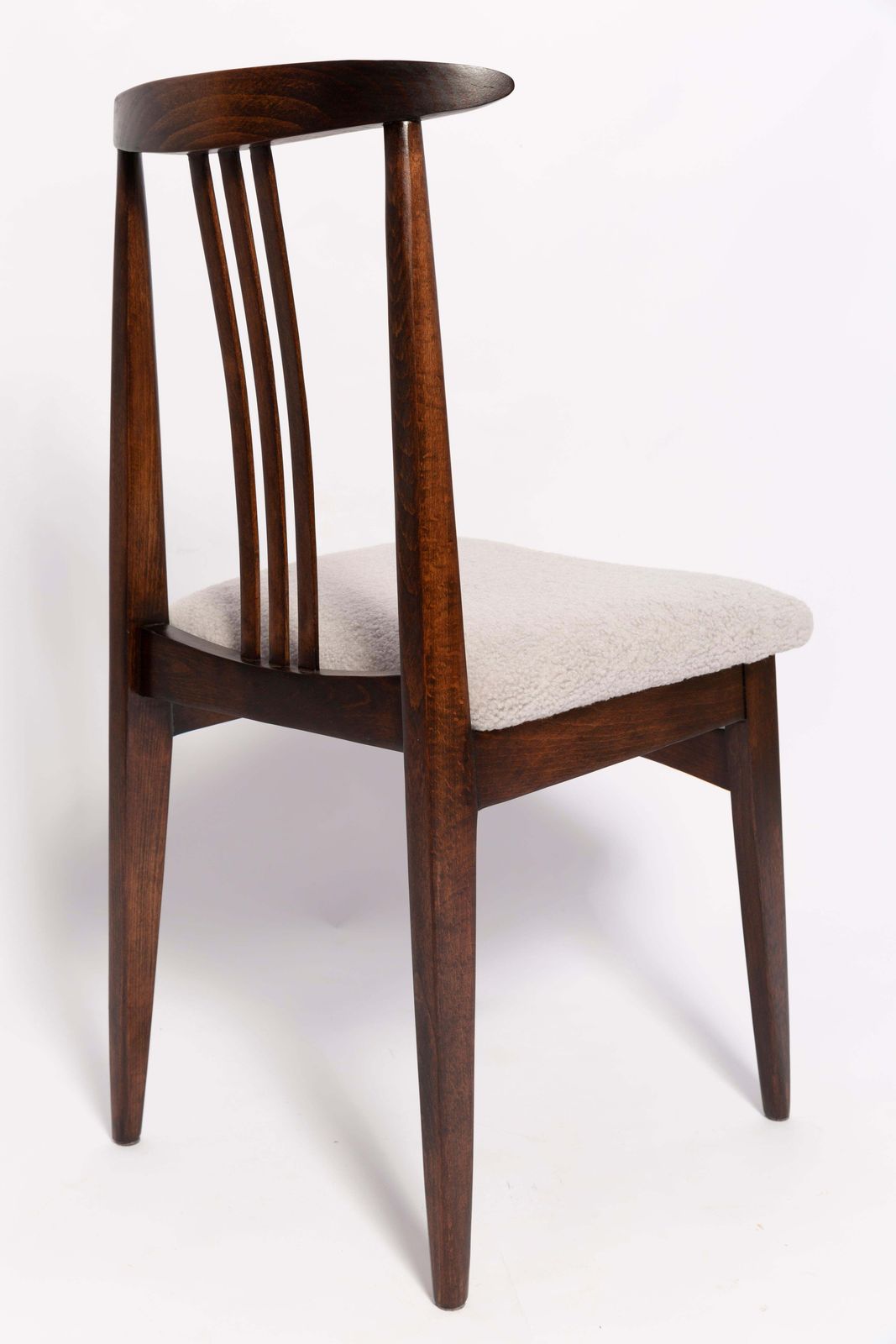 Mid Century Linen Boucle Chair, Walnut, Designed By M. Zielinski, Europe, 1960s photo 510.0