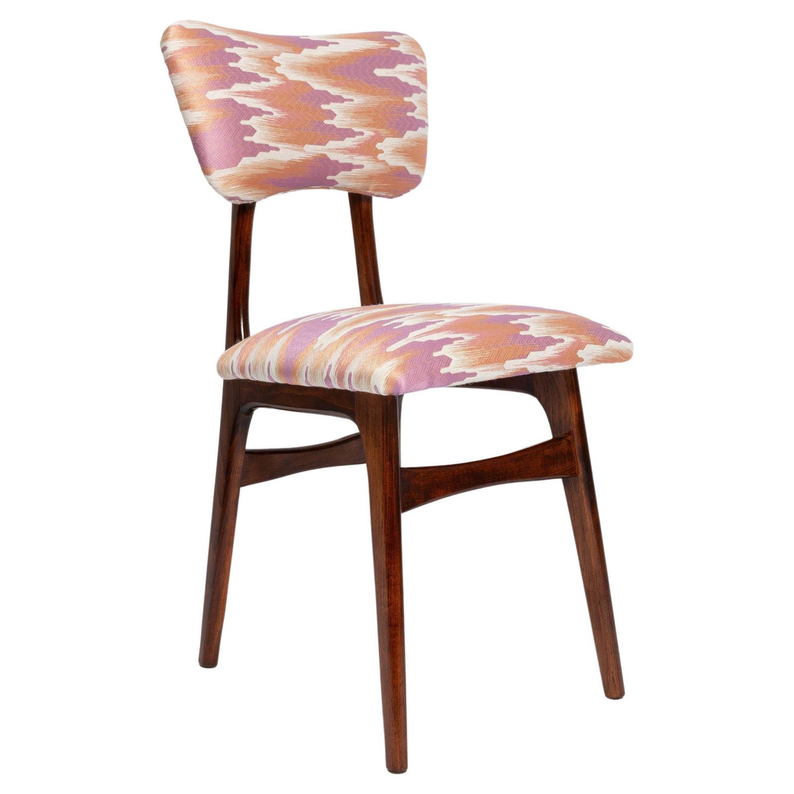 Mid Century Butterfly Chair, Pink Fandango Jacquard, Donker Hout, Europa, Jaren 1960