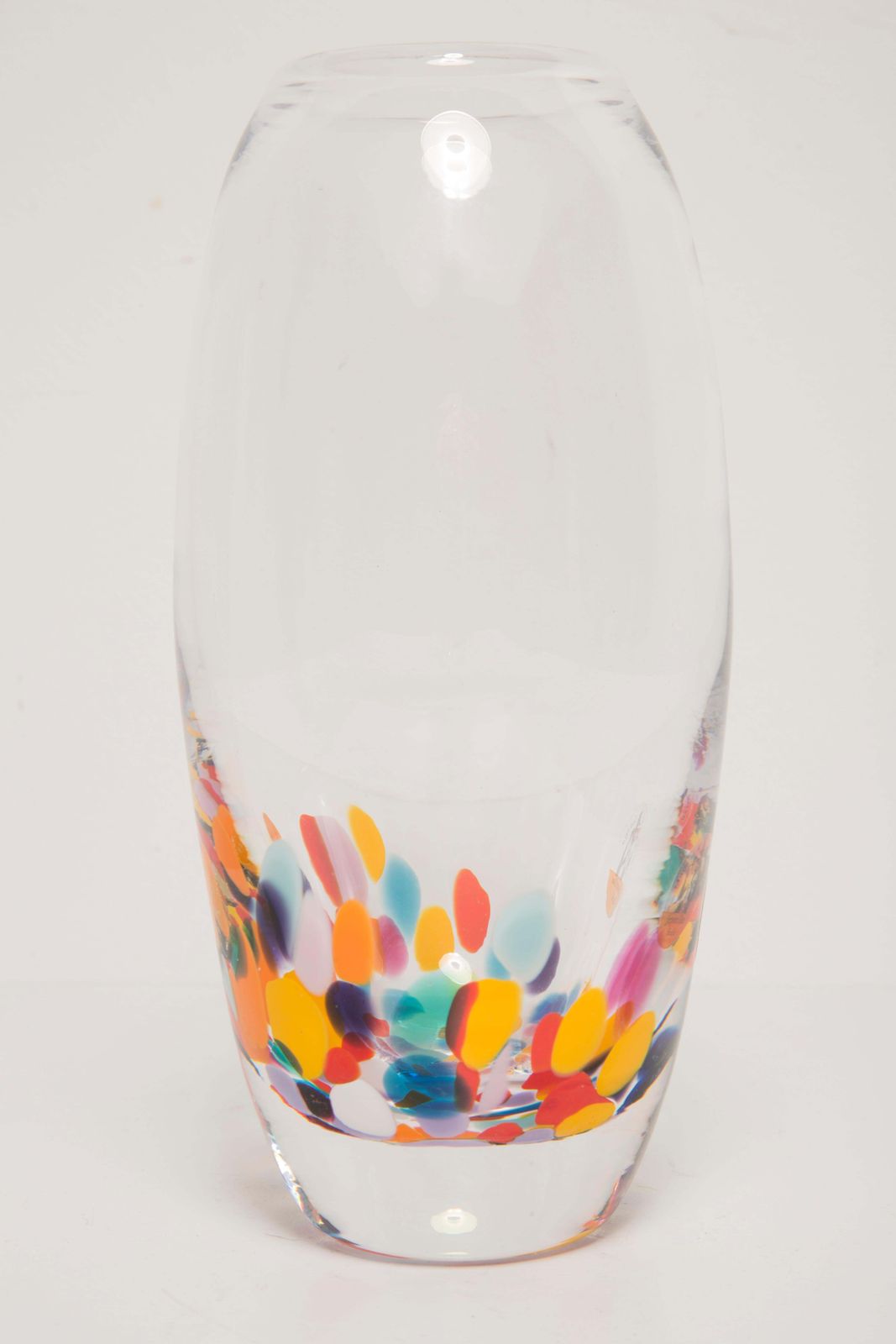 Mid Century Vintage Dots Transparent Murano Glass Vase, Jerpoint, Irleand, 2000s photo for sale