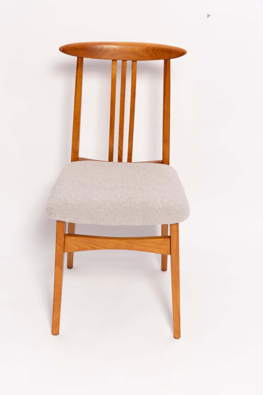 Mid Century Linen Boucle Chair, Designed By M. Zielinski, Europe, 1960s photo for sale