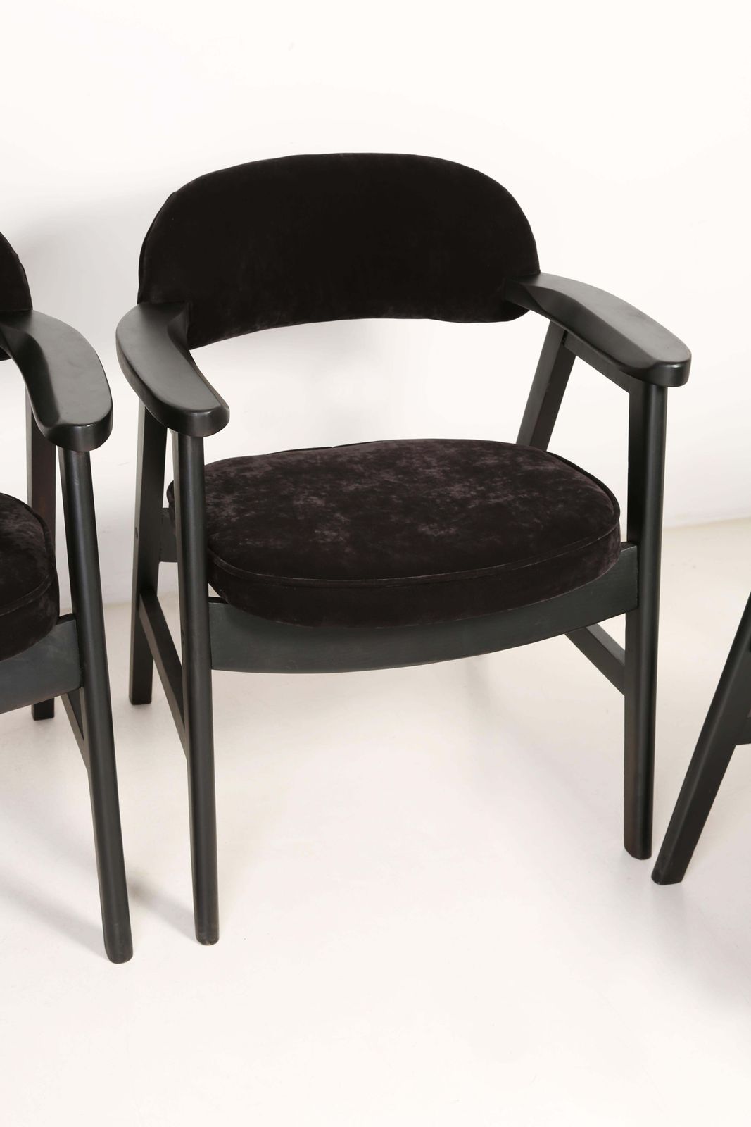 20th Century Buffalo Black Wood And Velvet Armchair, 1960s photo Furniture