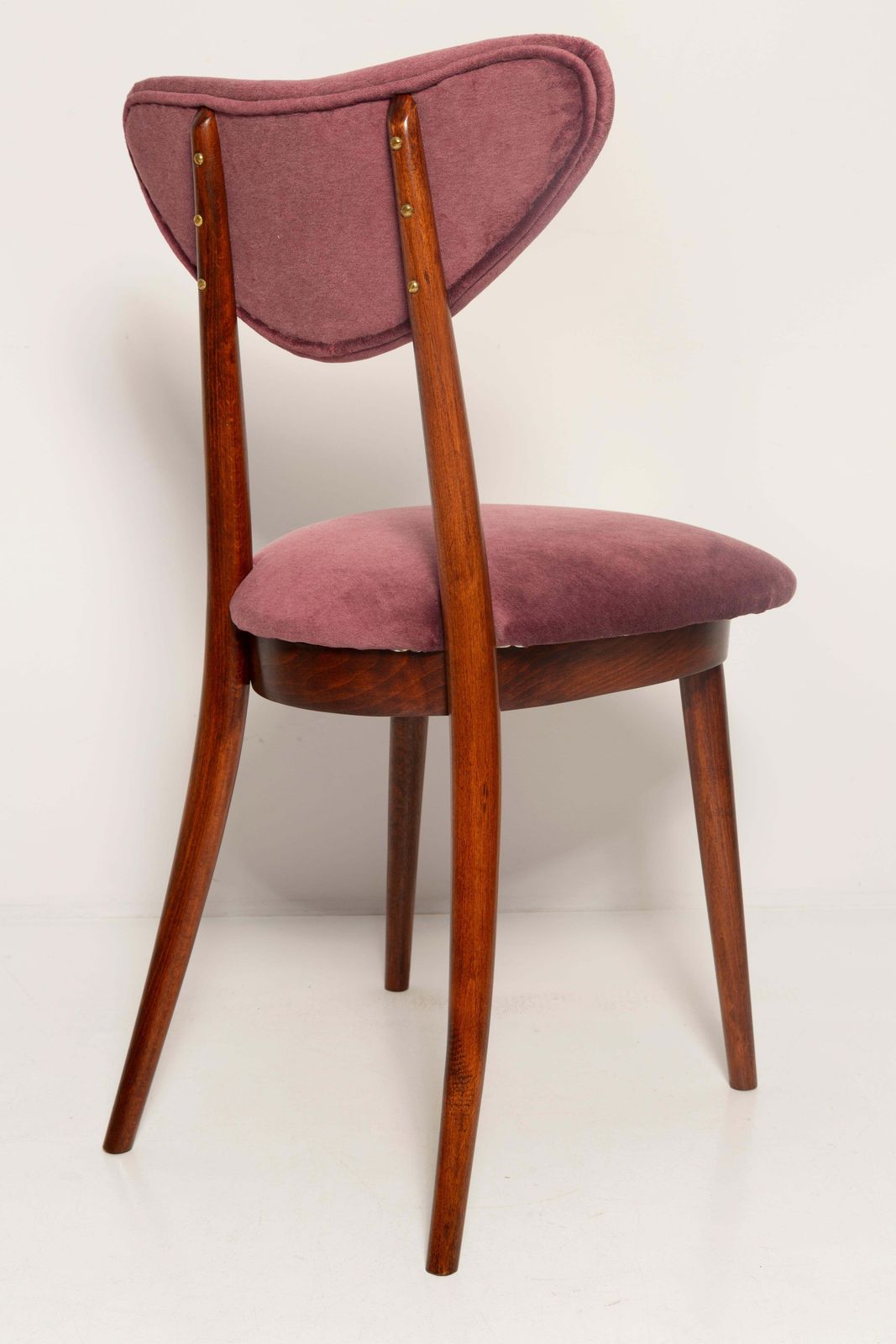 Furniture Midcentury Plum Violet Velvet Heart Chair, Europe, 1960s photo