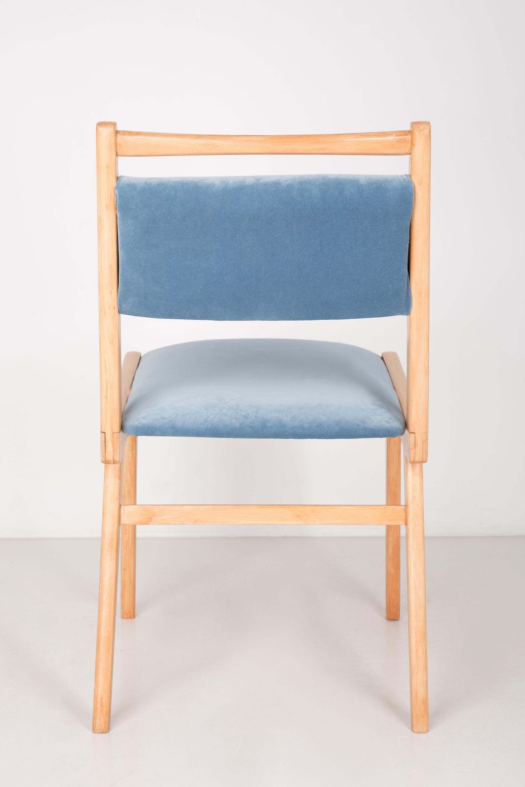20th Century Baby Blue Velvet Chair, Europe, 1960s photo for sale