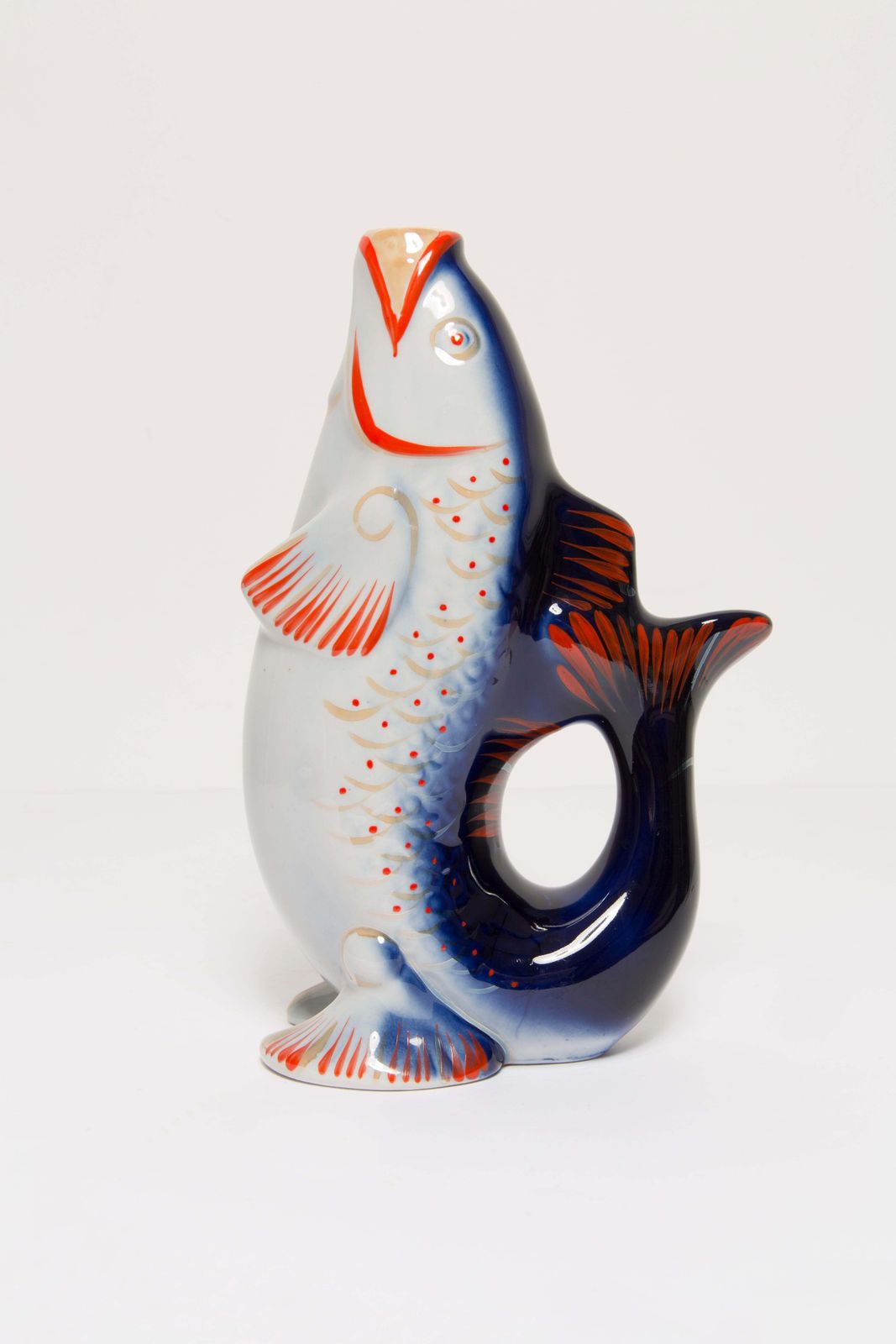 Home Decor Blue Fish Glass Decanter And Glasses, 20th Century, Europe, 1960s photo