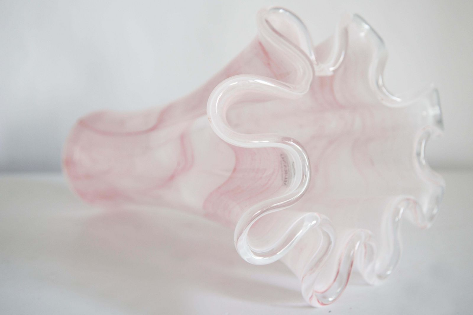 photo for sale Mid Century Vintage Light Baby Pink Big Murano Glass Vase, Italy, 2000s