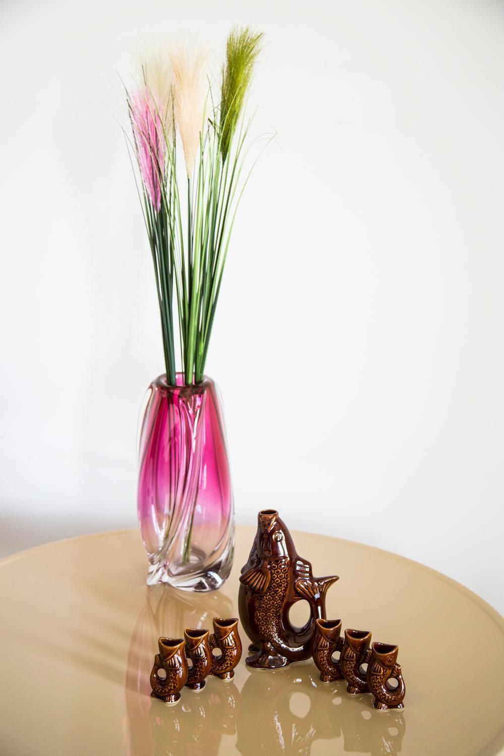 photo furniture Brown Fish Glass Decanter And Glasses, 20th Century, Europe, 1960s