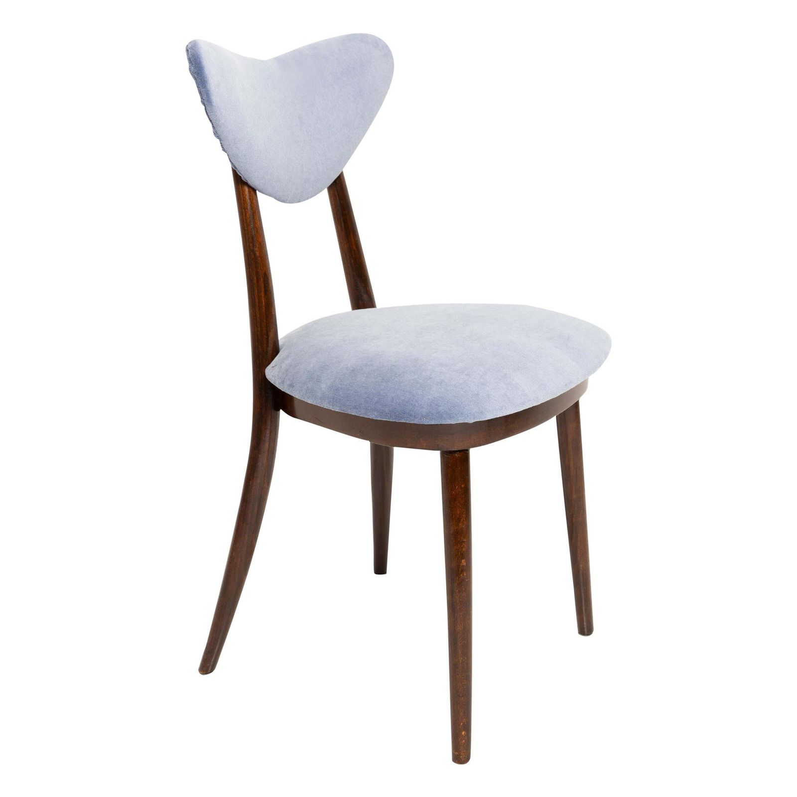 Mid Century Violet Blue Heart Cotton Velvet Chair, Europe, 1960s