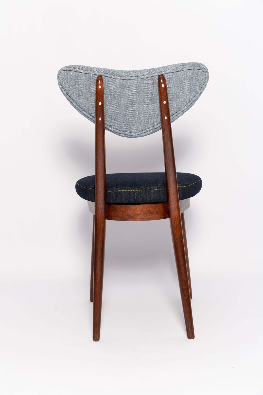 Mid Century Licht  En Donkerblauw Denim Hartjesmodel Fauteuil, Europa, Jaren 1960 photo vintage