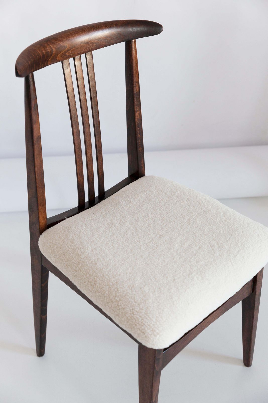 Mid Century Modern Light Boucle Chair, Designed By M. Zielinski, Europe, 1960s photo vinterior