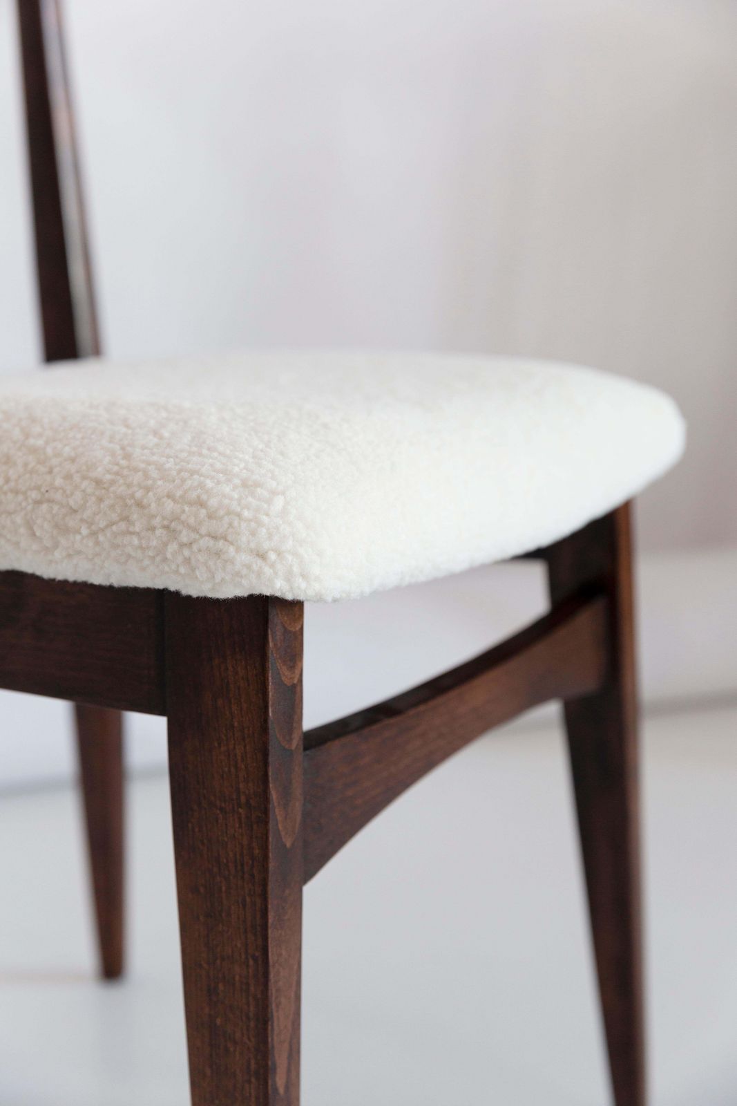 Mid Century Modern Light Boucle Chair, Designed By M. Zielinski, Europe, 1960s photo vintage