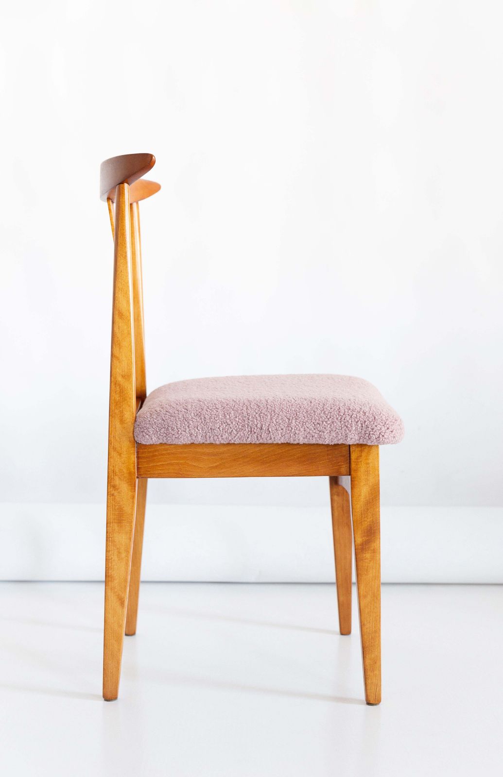 Mid Century Modern Pink Boucle Chair, Designed By M. Zielinski, Europe, 1960s photo buy
