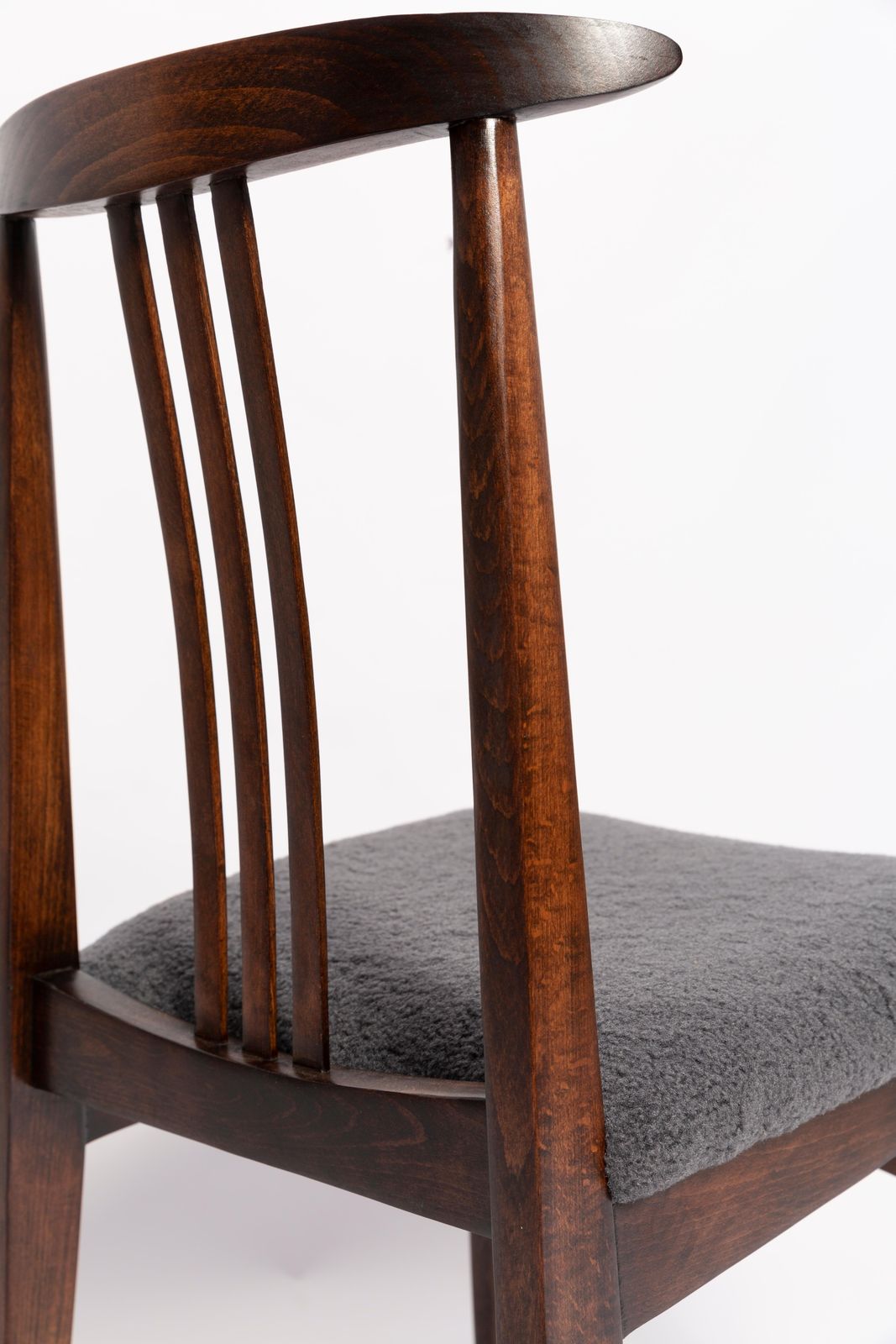 Mid Century Grafietgrijs Bouclé Fauteuil, Walnoothout, M. Zielinski, Europa 1960 photo 510.0