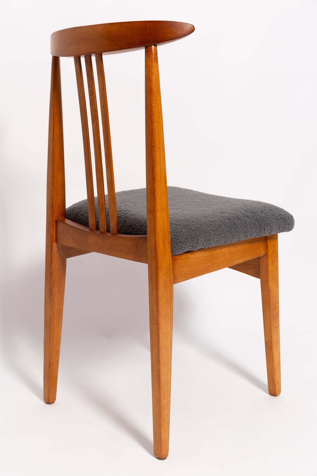 Mid Century Graphite Gray Boucle Chair, Medium Wood, M. Zielinski, Europe, 1960 photo 510.0