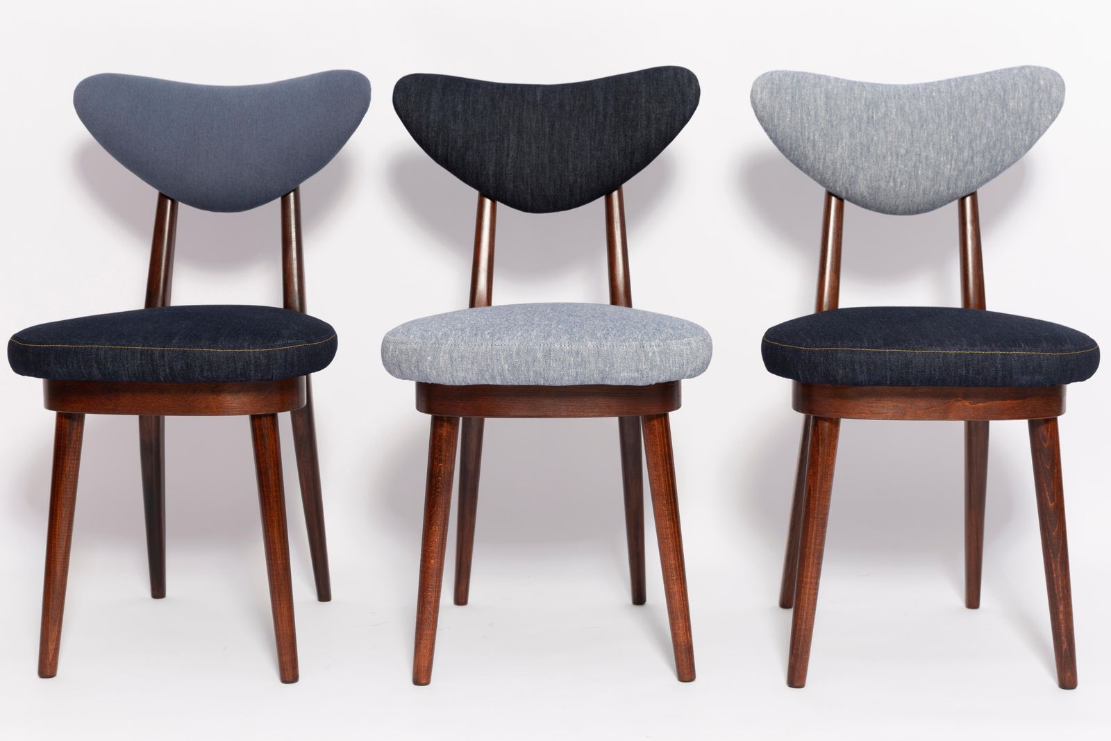 photo vintage Mid Century Light And Medium Blue Denim Heart Chair, Europe, 1960s