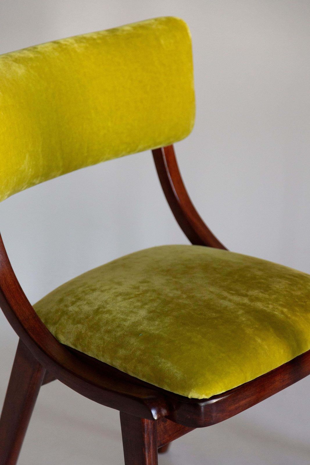 Mid Century Modern Bumerang Chair, Lime Velvet Plushy Fr Dedar, Poland, 1960s photo 730.0