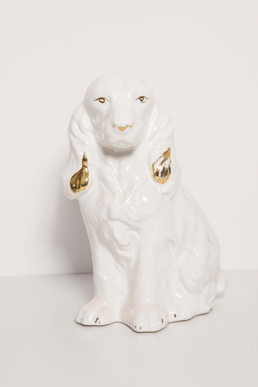 Rare Ceramic White Small Spaniel Dog Decorative Sculpture, Italy, 1960s photo furniture