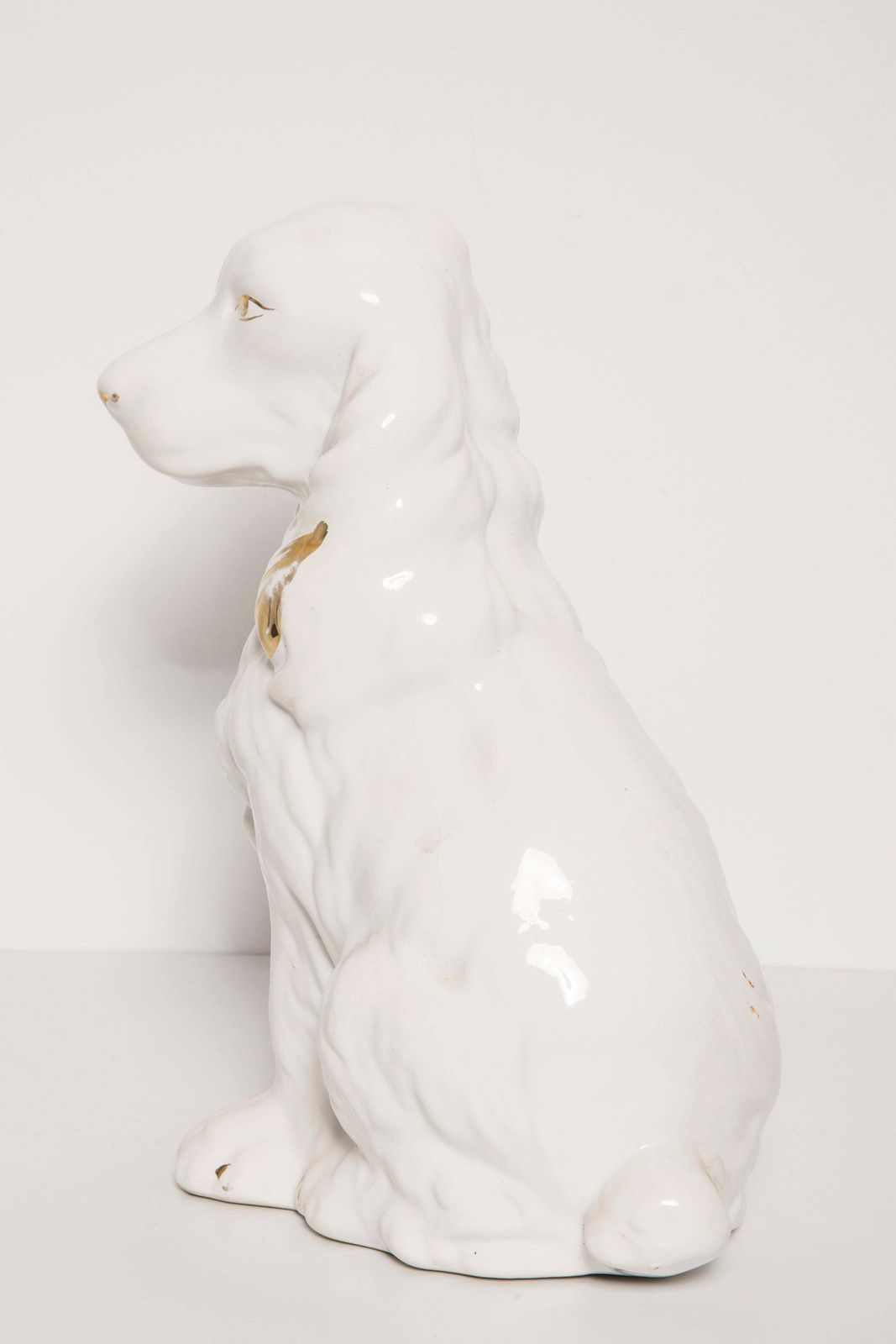 Rare Ceramic White Small Spaniel Dog Decorative Sculpture, Italy, 1960s photo Art