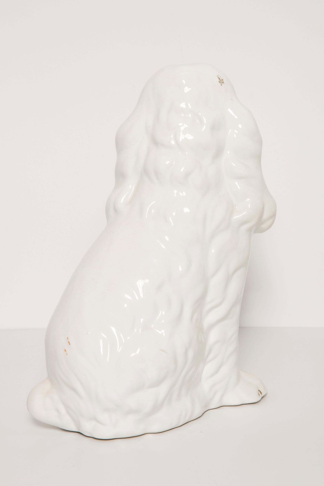 Rare Ceramic White Small Spaniel Dog Decorative Sculpture, Italy, 1960s photo vinterior