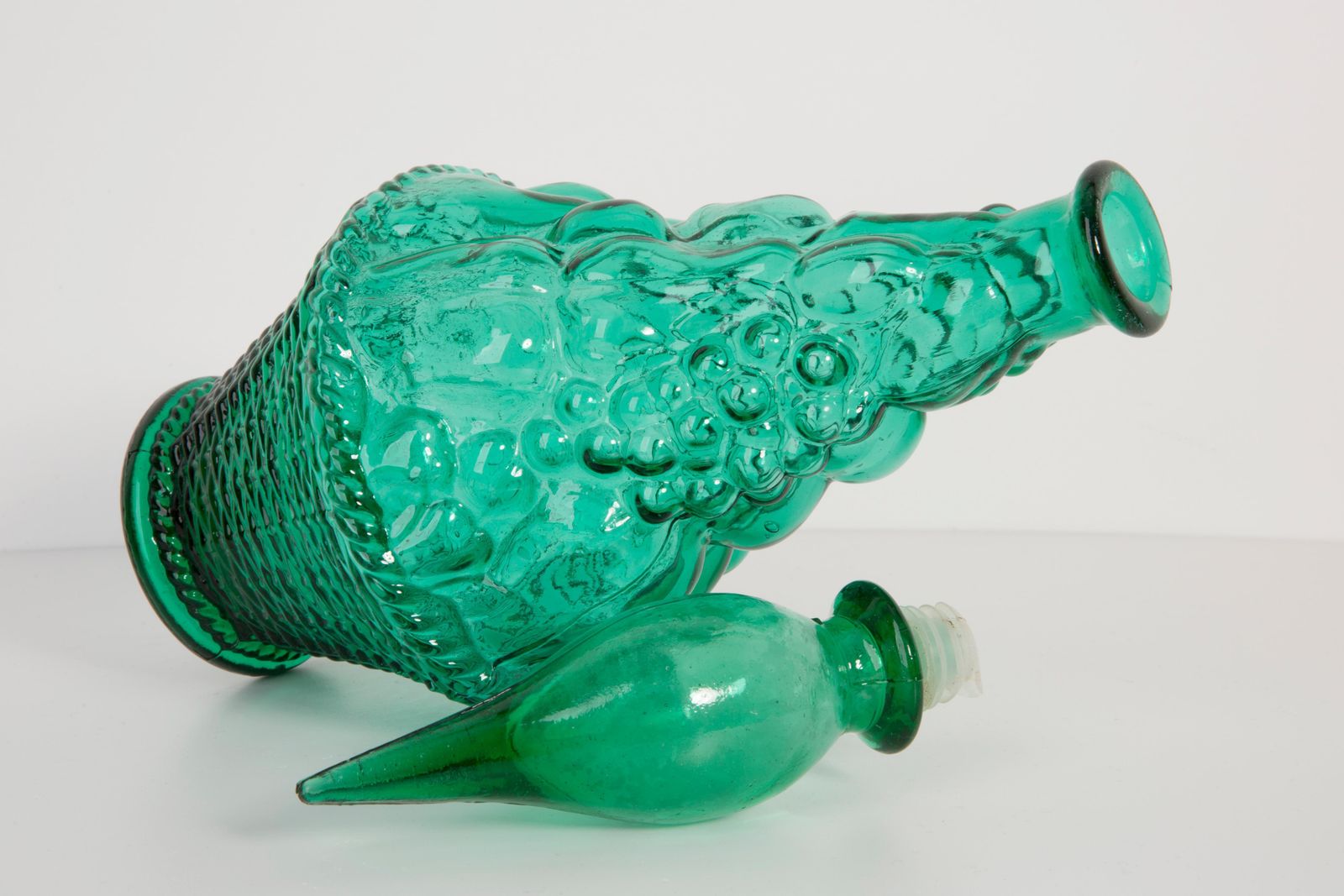 photo furniture Set Of Two Green Glass Genie Decanters With Stoppers, 20th Century, Italy, 1960s