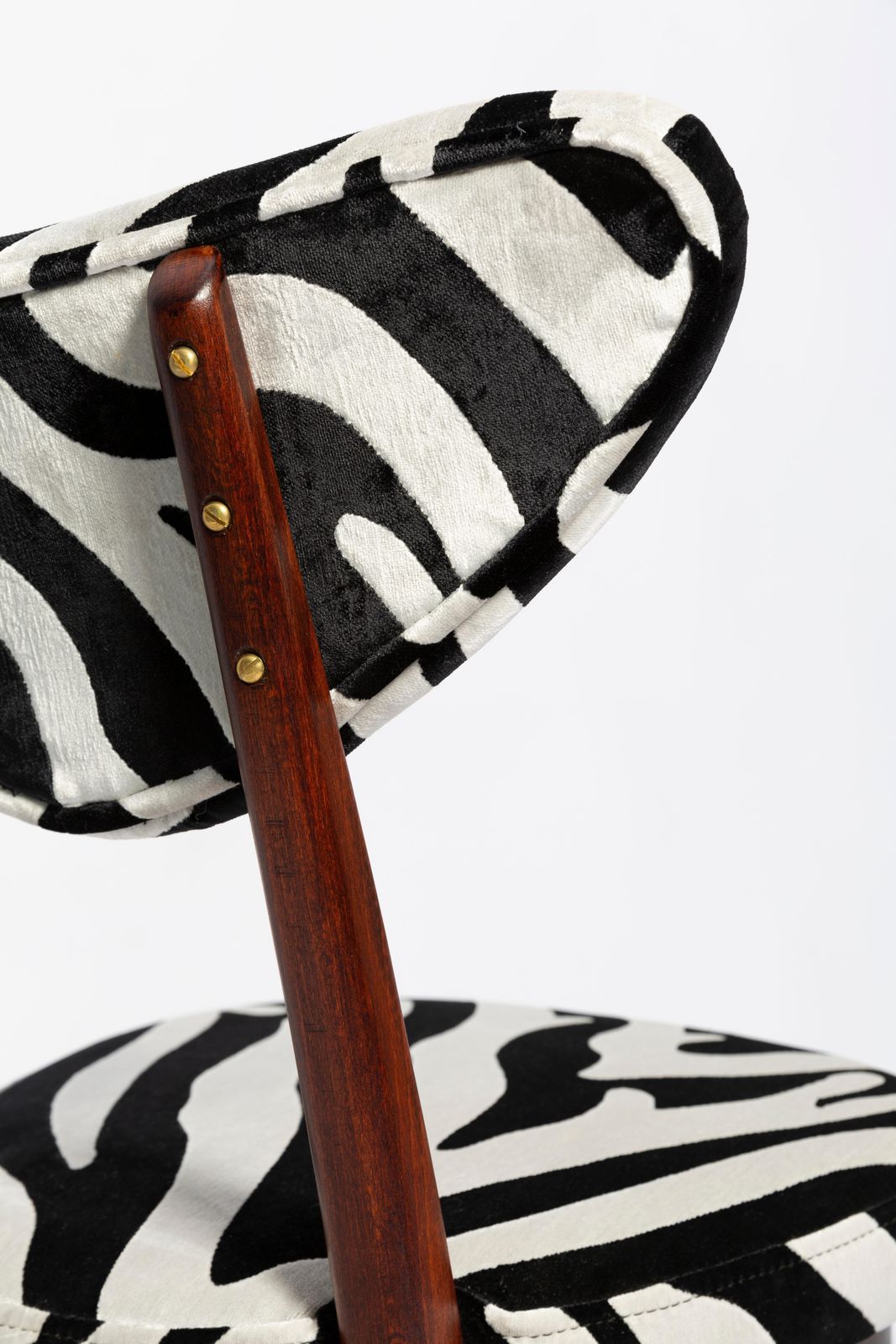 Midcentury Regency Zebra Black And White Heart Chair, Poland, 1960s photo vintage
