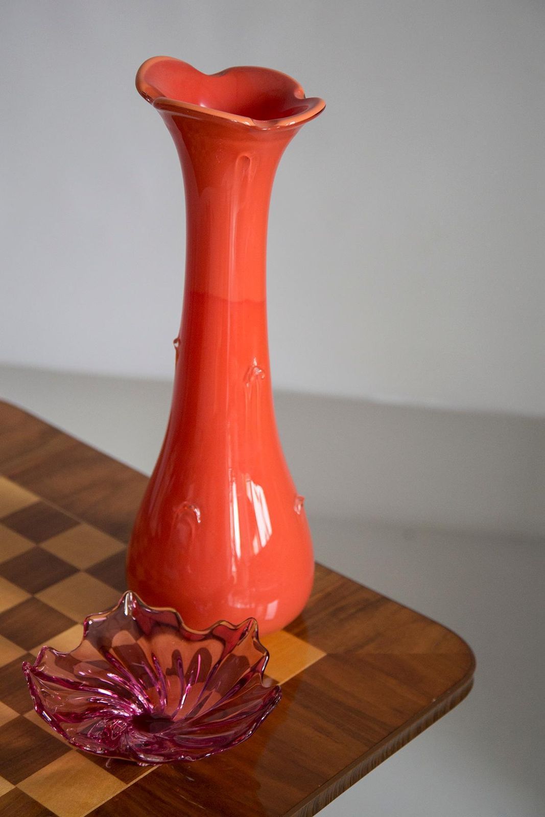 Mid Century Artistic Glass Big Orange Vase, Tarnowiec, Sulczan, Europe, 1970s photo 272.0