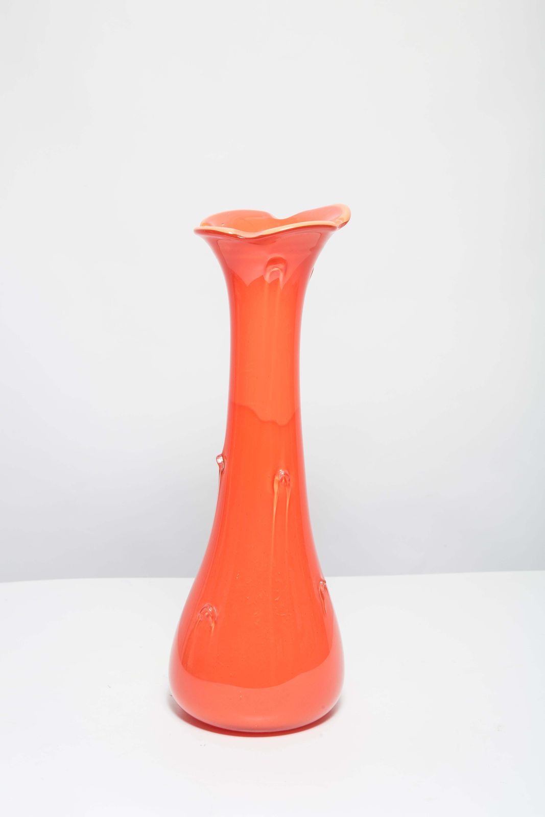 272.0 Mid Century Artistic Glass Big Orange Vase, Tarnowiec, Sulczan, Europe, 1970s photo