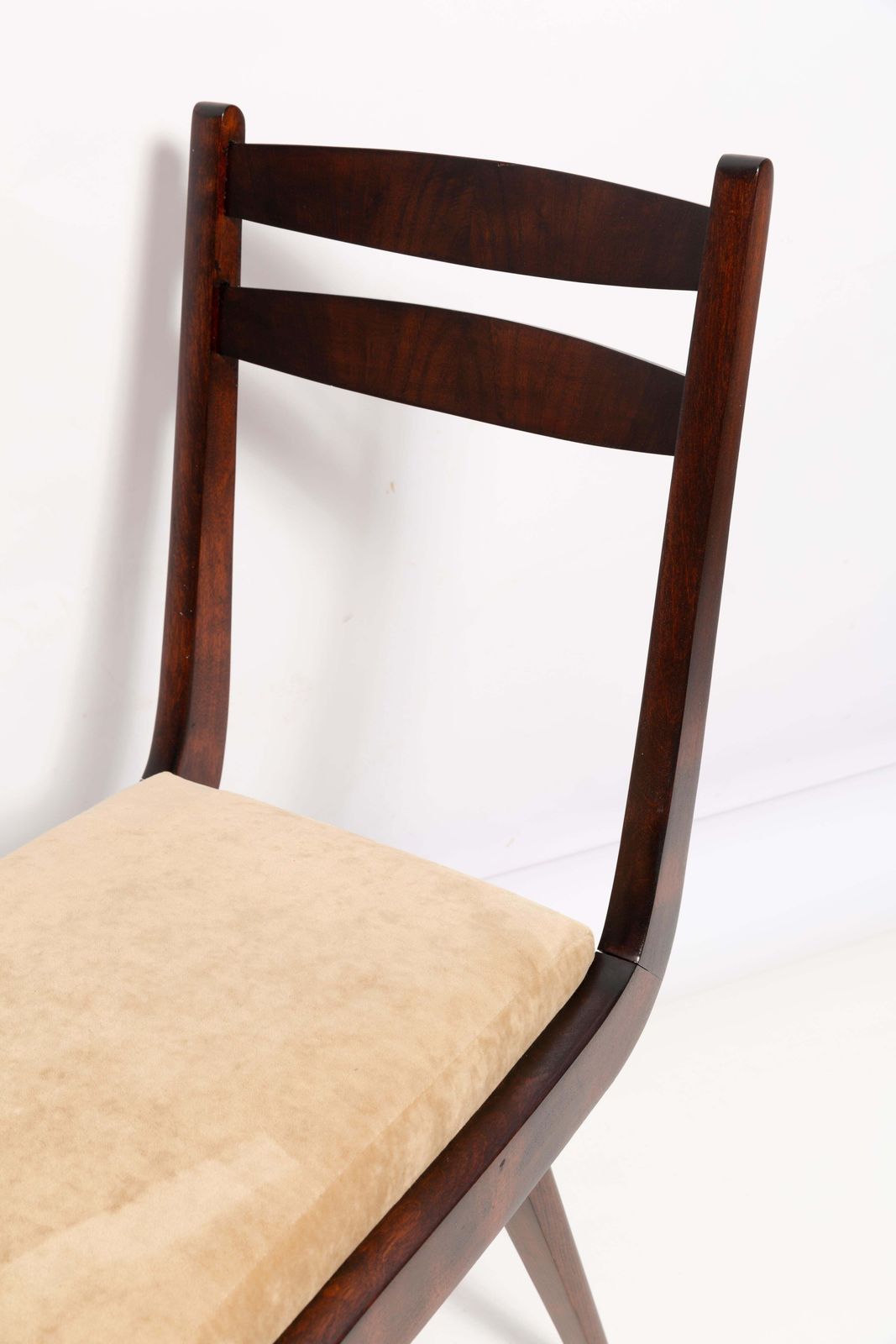 Furniture Mid Century Gazelle II Beige Velvet, Walnut Wood Chair, Europe, 1960s photo