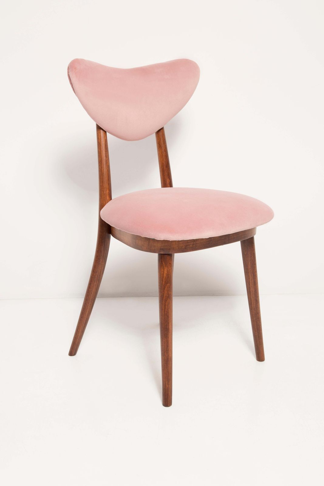 Mid Century Light Pink Velvet Heart Chair, Europe, 1960s photo furniture