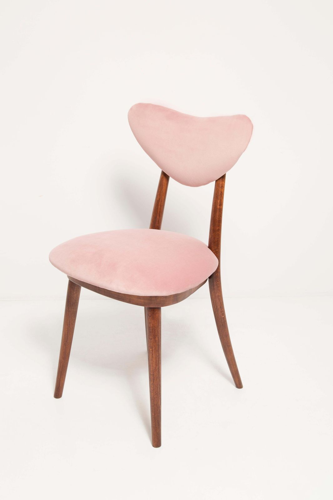 Mid Century Light Pink Velvet Heart Chair, Europe, 1960s photo vintage