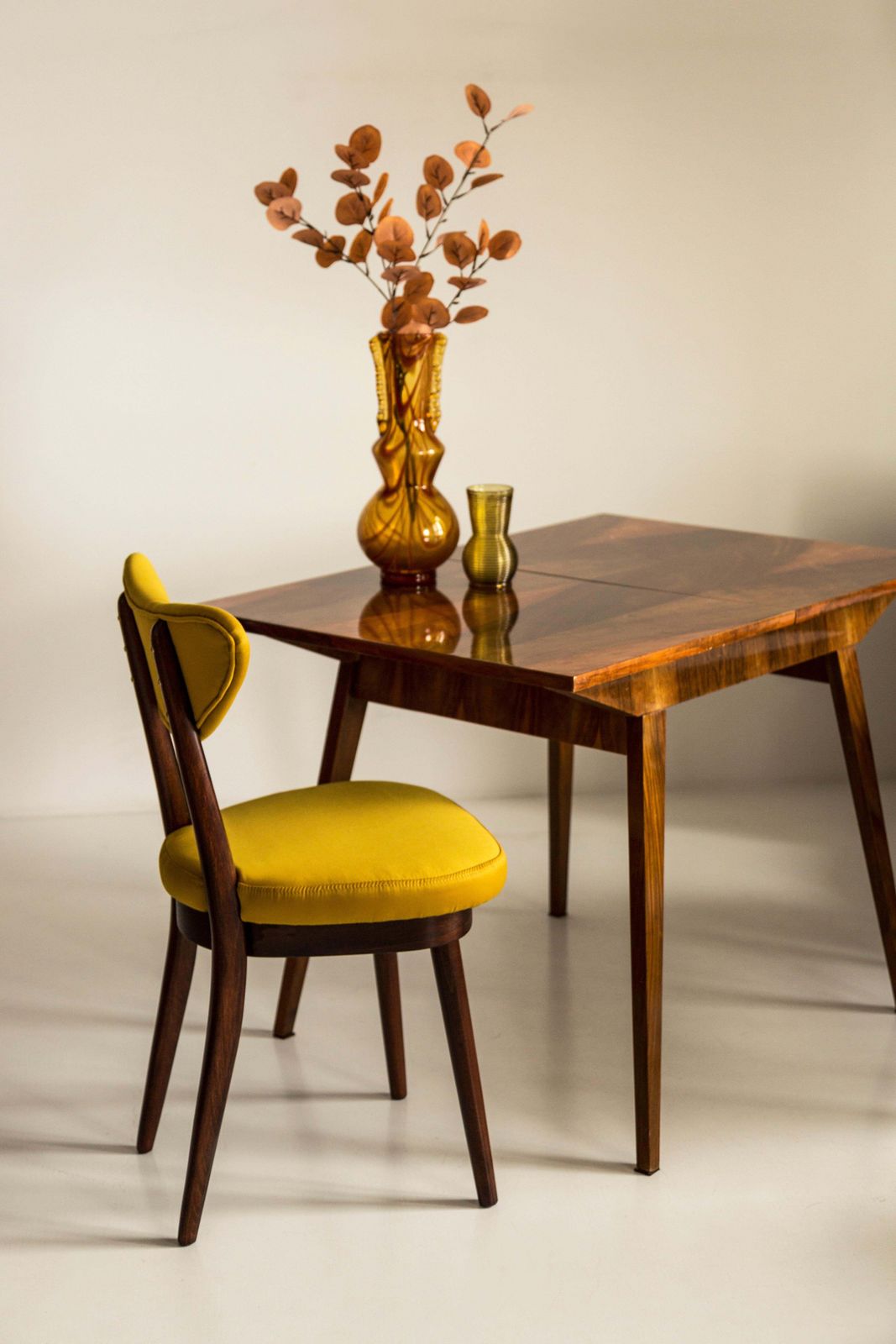 Midcentury Heart Chair In Yellow Satin Dedar Gildo Fabric, Europe, 1960s photo furniture