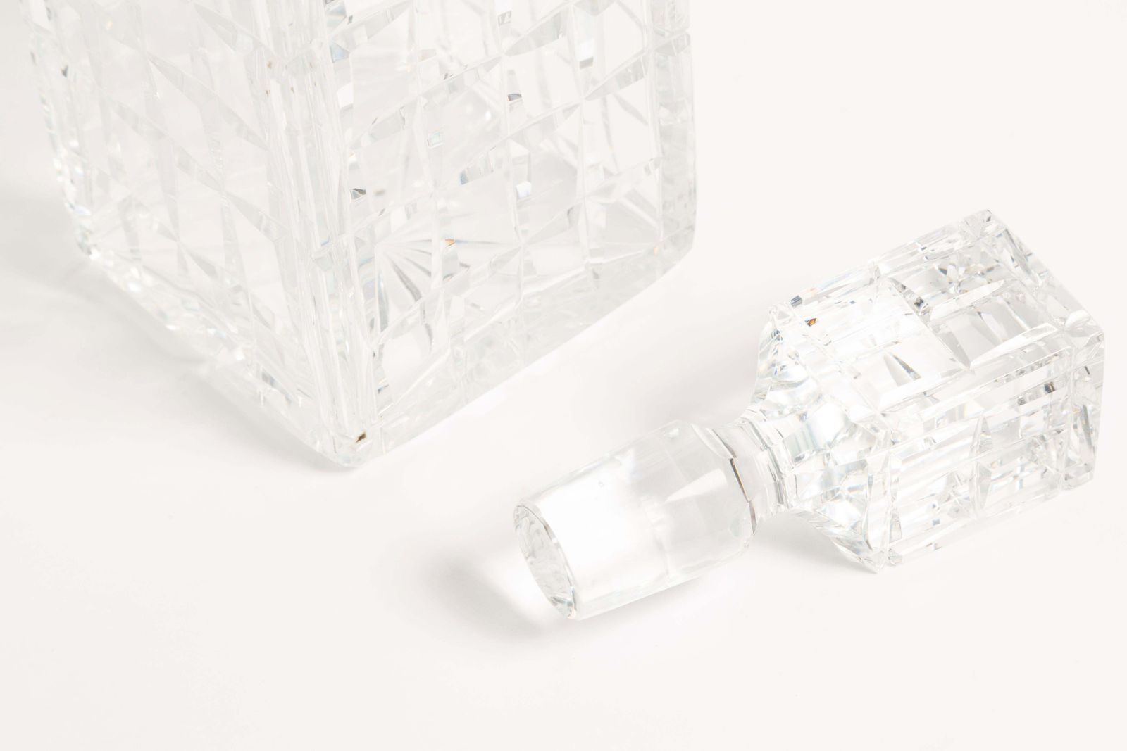 Mid Century Transparent Crystal Glass Decanter With Stopper, Europe, 1960s photo vintage