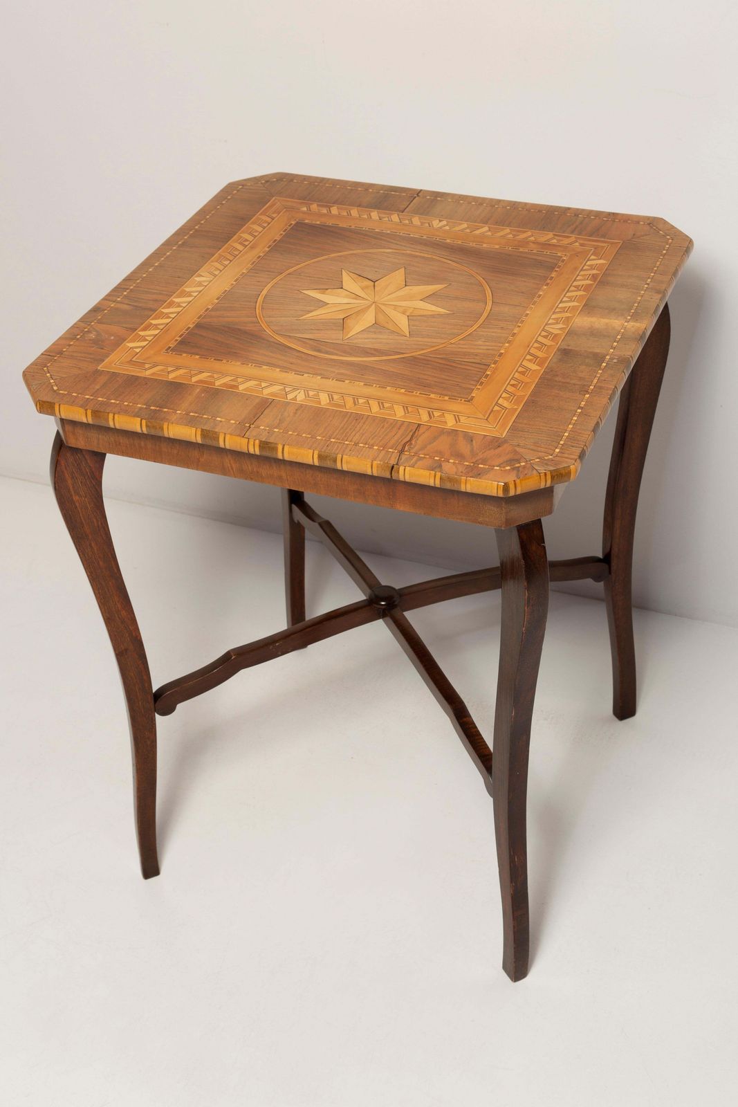 Mid Century Modern Coffee Table, Vintage, Art Deco, Star Marquetry, 1960s photo for sale