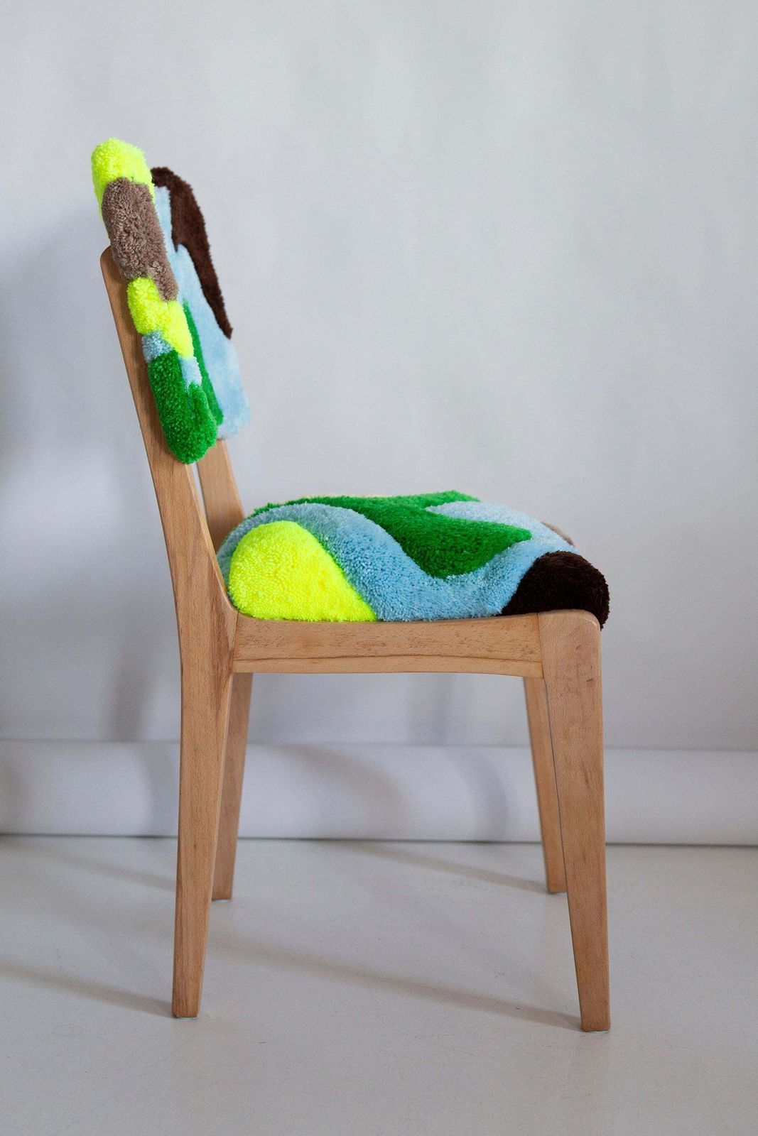 Mid Century Hand Tufting Chair, Light Wood, Rajmund Halas, Poland, 1960s photo buy