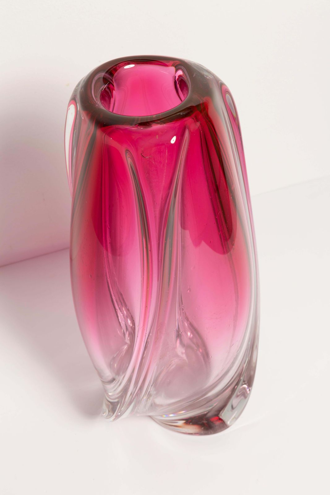 photo for sale Mid Century Vintage Pink Big Vase, Val Saint Lambert, Belgium, 1960s