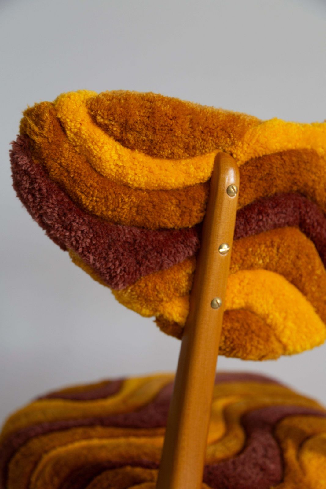 photo furniture Mid Century Heart Chair In Hand Tufting Yellow Wool, Europe, Poland, 1960s