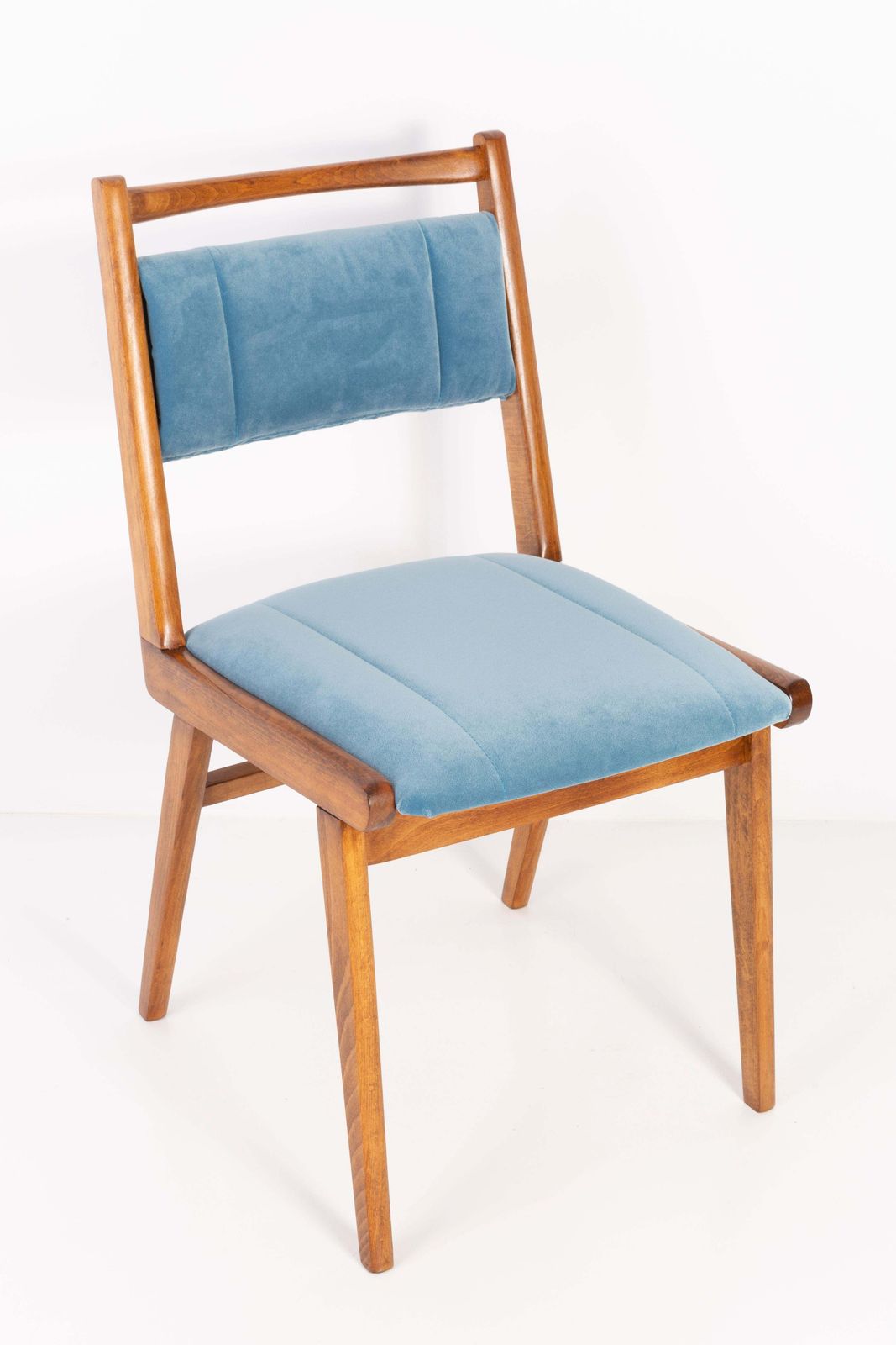 Pair Of 20th Century Blue Velvet Chairs, Poland, 1960s photo for sale