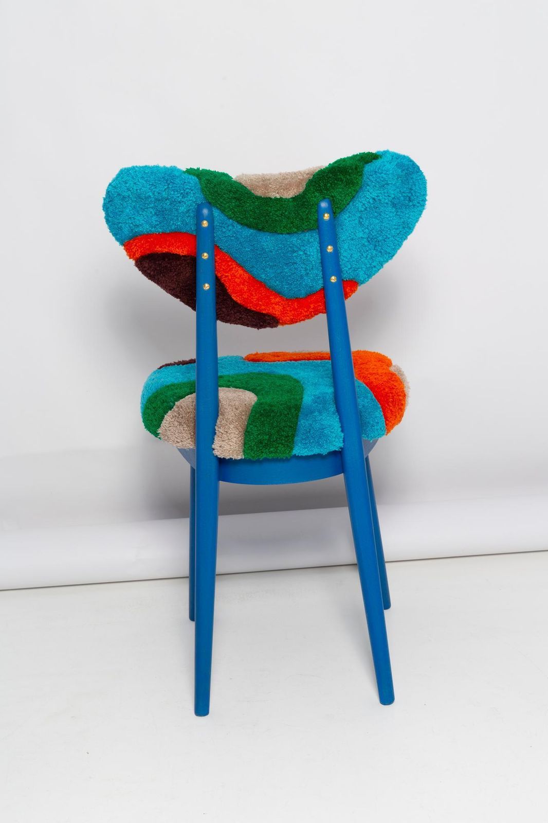 Mid Century Heart Chair In Hand Tufting Blue Green Wool, Europe, Poland, 1960s photo buy