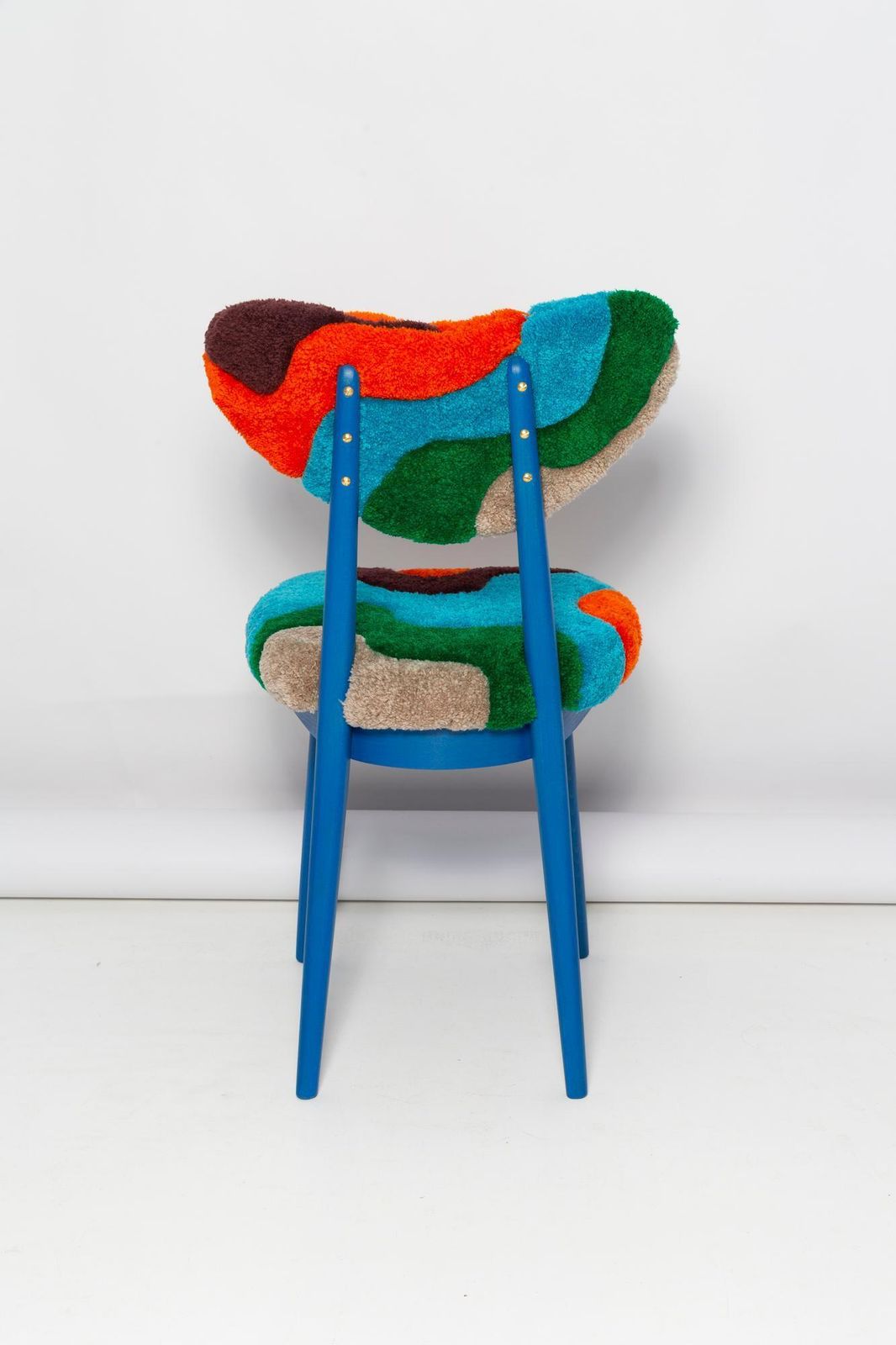Mid Century Heart Chair In Hand Tufting Blue Wool, Europe, Poland, 1960s photo buy
