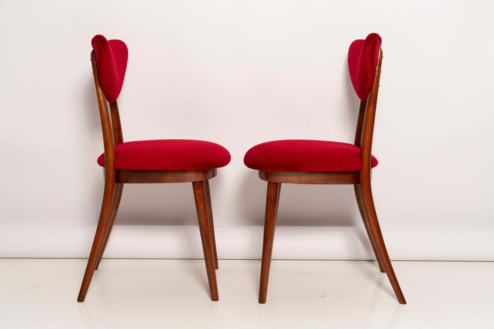 Pair Of Mid Century Red Heart Chairs, Poland, 1960s photo Furniture