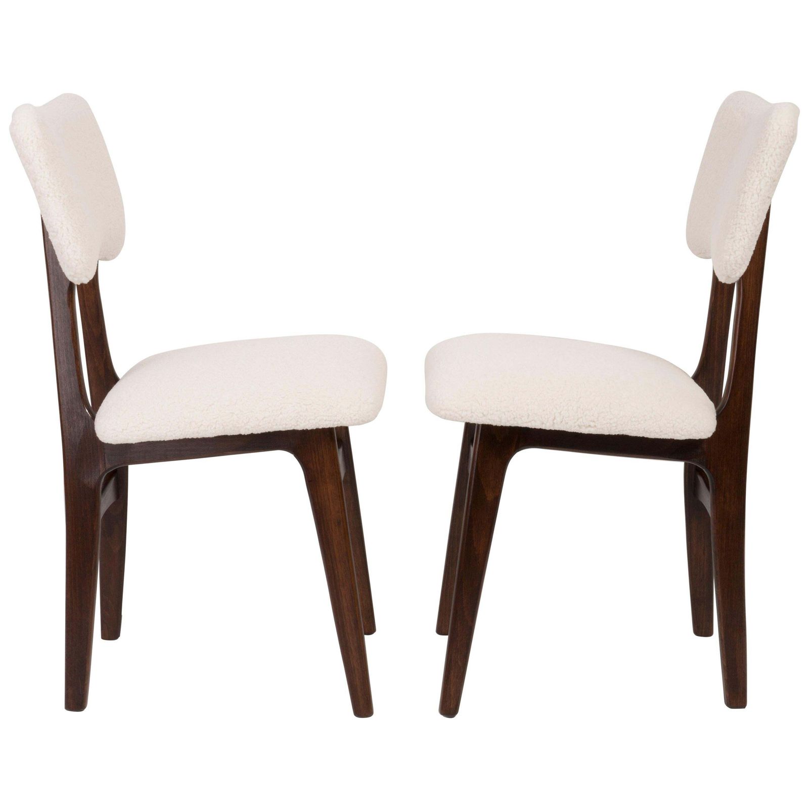 Pair Of 20th Century Light Crème Boucle Chairs, 1960s