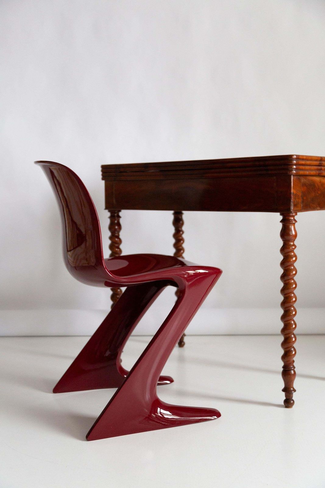 photo vinterior Dark Red Wine Kangaroo Chair Designed By Ernst Moeckl, Germany, 1968