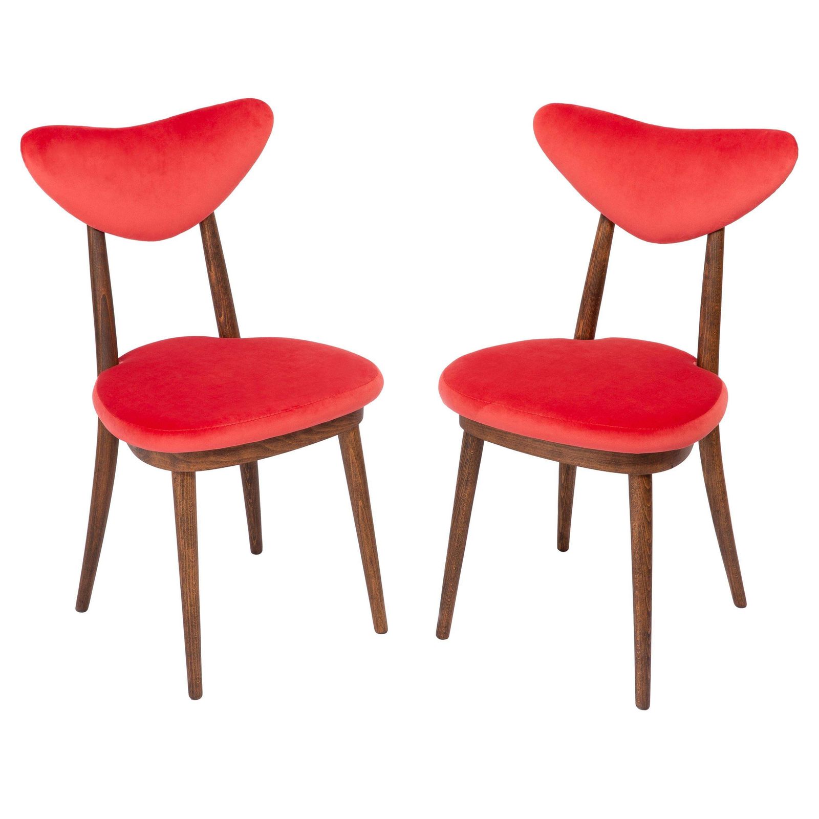 Pair Of Red Heart Chairs, Poland, 1960s photo for sale