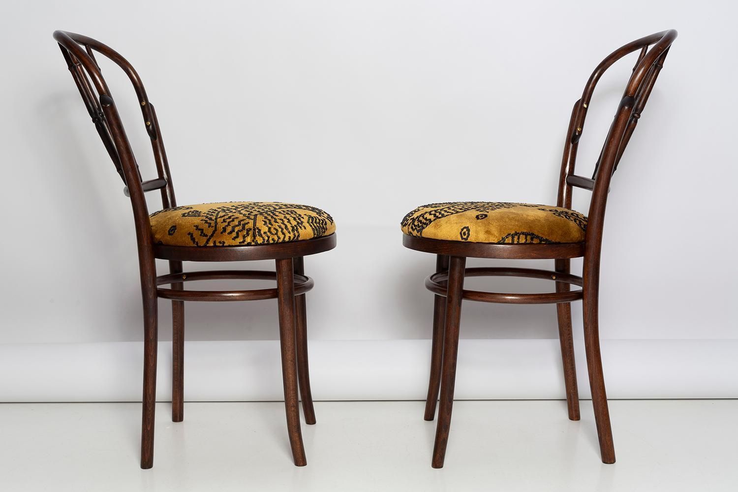 Pair Of Mid Century Beige Tiger Dedar Chairs, Fameg Factory, Poland, 1960s photo 1106.0