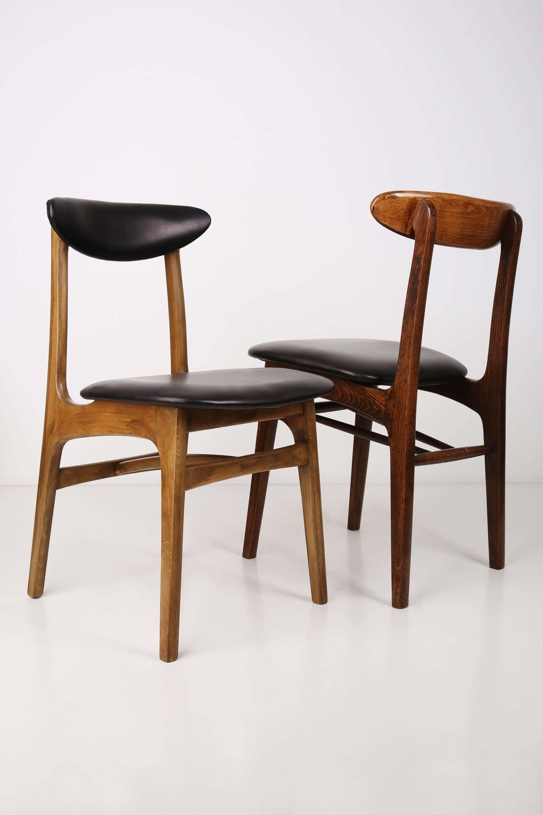 Set Of Two Leather Mid Century Black Chairs, Europe, 1960s photo 1191.0