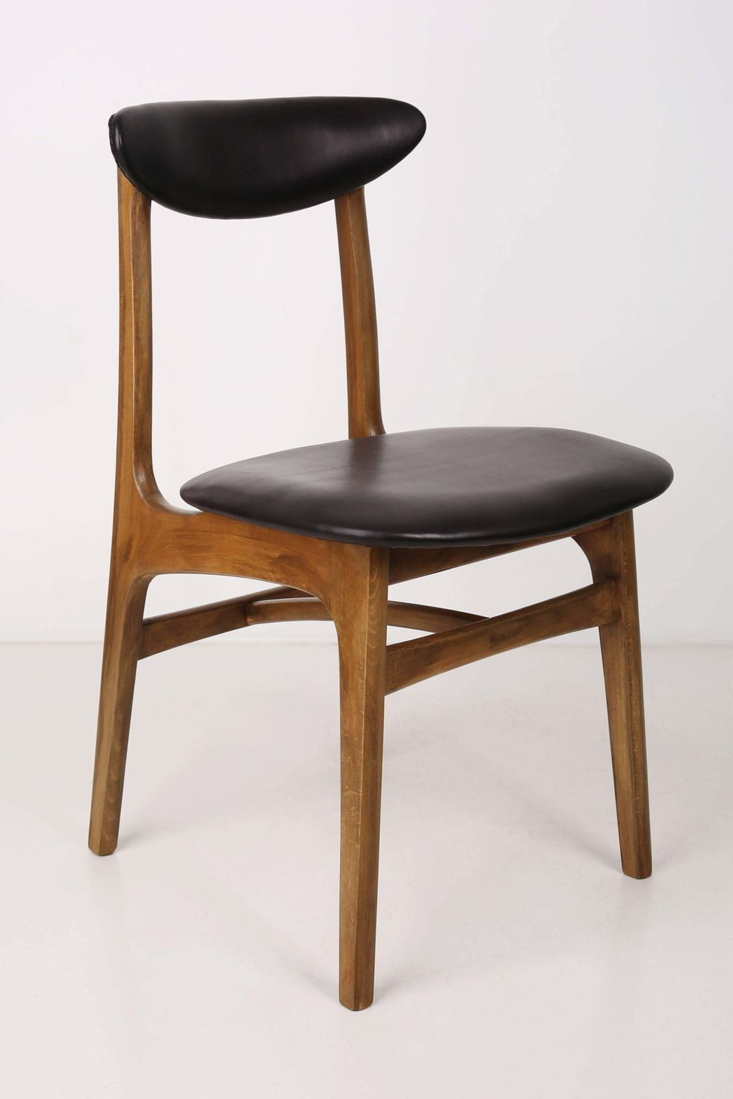 Set Of Two Leather Mid Century Black Chairs, Europe, 1960s photo buy