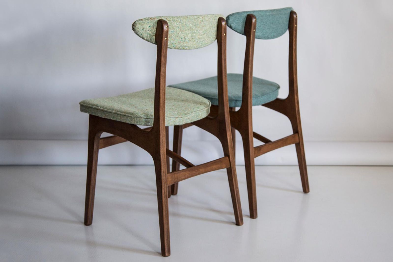 Paar Mid Century Stoelen, Groen Wol, Halas, Polen, Jaren 1960 photo vintage