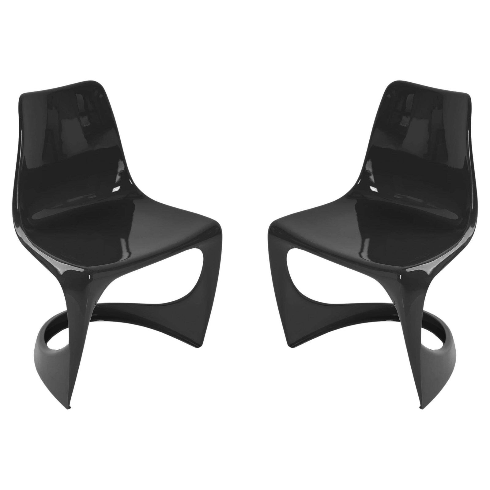 Set Of Two Black Mid Century Cado Chairs, Steen østergaard, Europe, 1960s